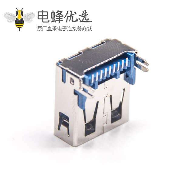 90度A型usb接口SMT短体铜壳鱼叉无卷边