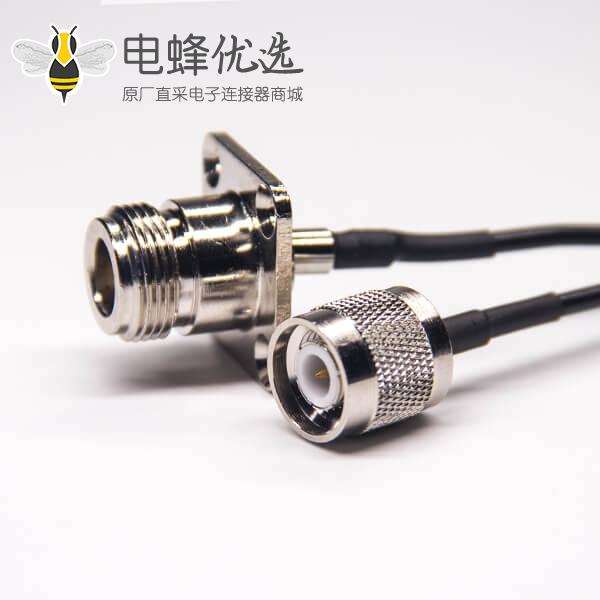 n转接头tnc组装电缆n母头四孔法兰转tnc公头直式压接
