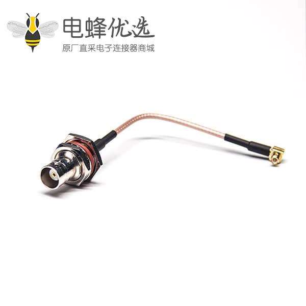 RF线材BNC直式母头转MCX弯式公头接RG316线材
