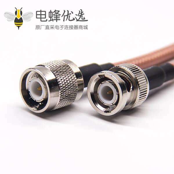 带线BNC接头180度公头直式转TNC 公头直式射频线接RG142