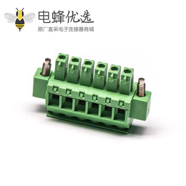 绿色插拔欧式端子螺母锁紧直式绿色带螺钉端子