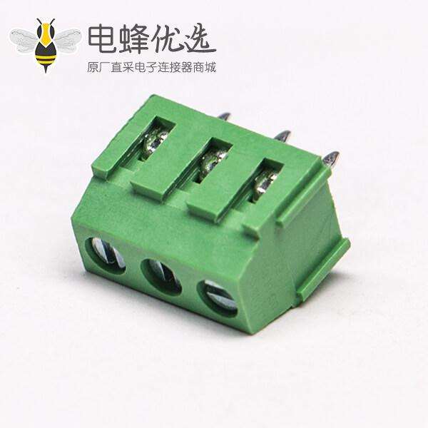 绿色接线端子螺钉式3芯直式连接器插PCB板