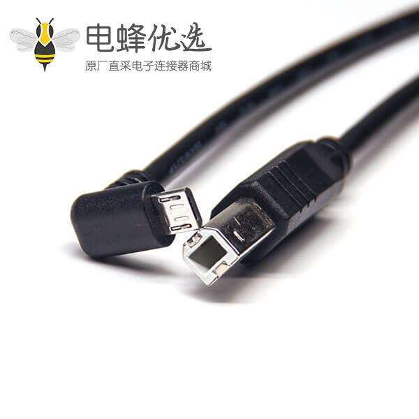 双公头usb线type b直头对micro b上弯头线材总长1米