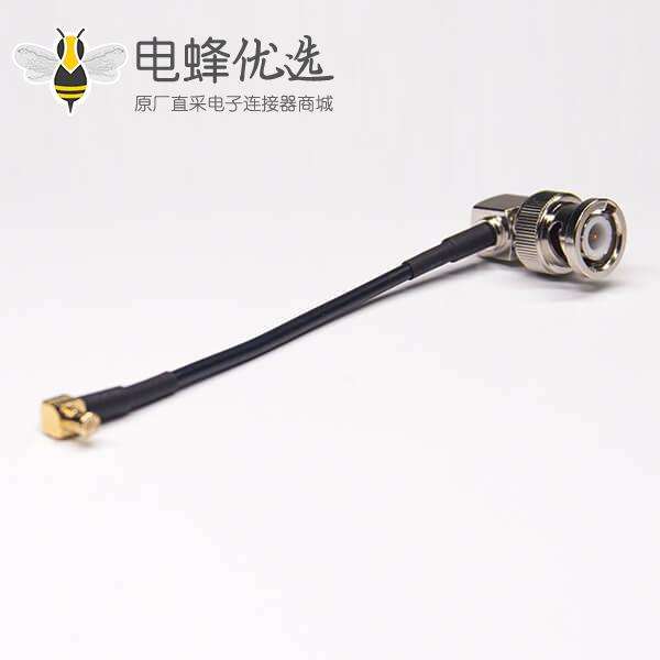 BNC线接口公头弯式50欧姆转MCX弯式公头接RG174