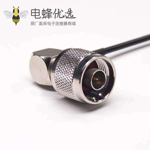 MCX线束焊接弯式公头镀金接头转N型弯式公头镀镍接RG174线