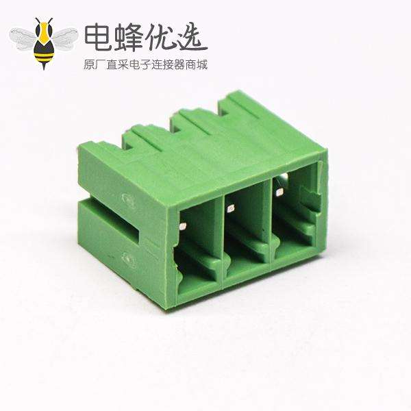直弯针PCB接线端子3芯直式180度穿孔PCB板安装绿色端子