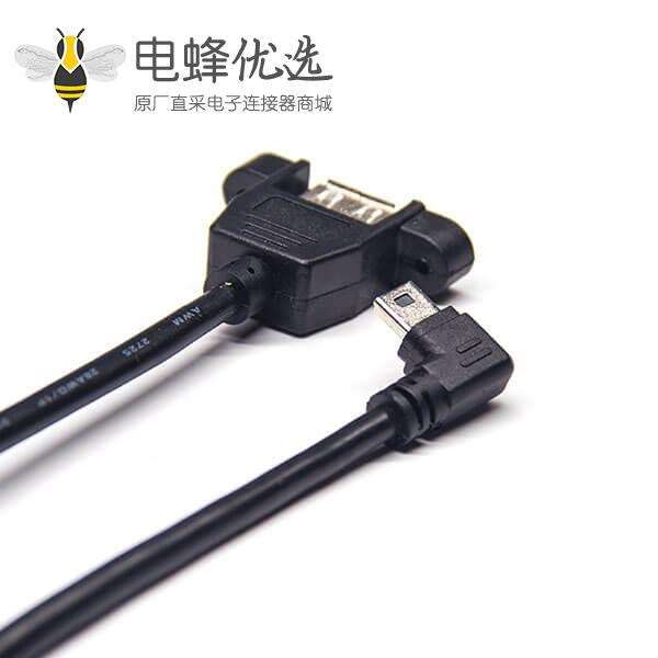 mini&nbsp;usb接口公头右弯头转usb a母头OTG连接线1米