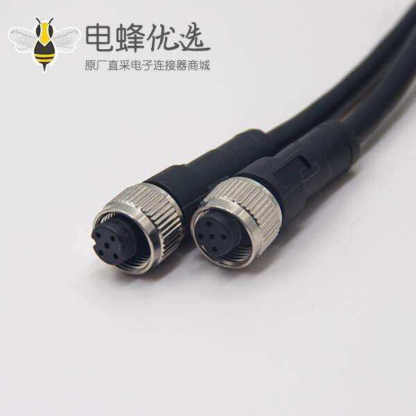 m12标准电缆5芯母头直式180度注塑线双边