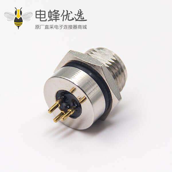 传感器m8连接器直式3pin母头插座前锁板防水接头PCB板安装