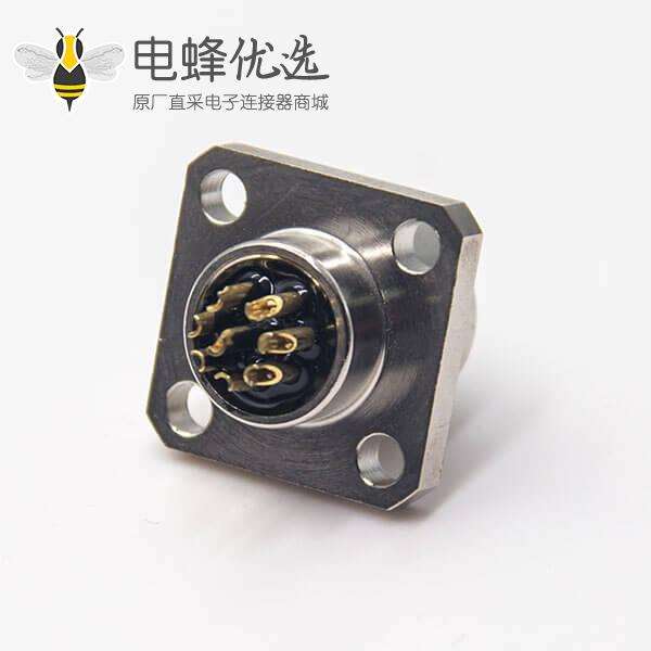 焊线式m12法兰插座8芯母头A型编码面板安装连接器