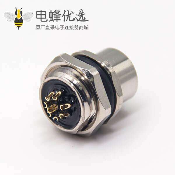 m12防水插座直式母头航空连接器接线防水后锁板面板安装
