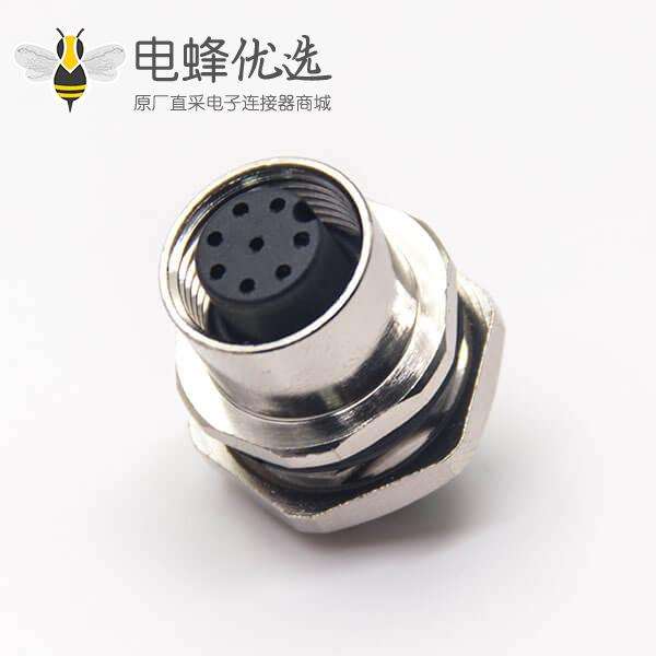 m12防水插座直式母头航空连接器接线防水后锁板面板安装