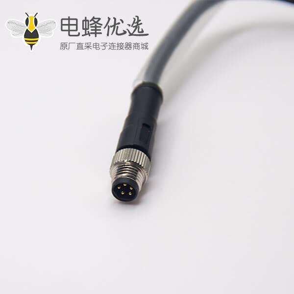 m8公头螺纹带线直式单边5芯插头线束