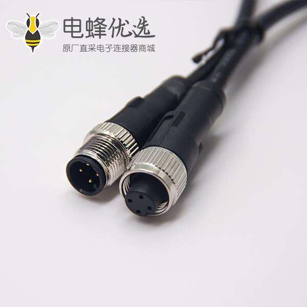 电缆接头m12四芯公对母直式注塑线