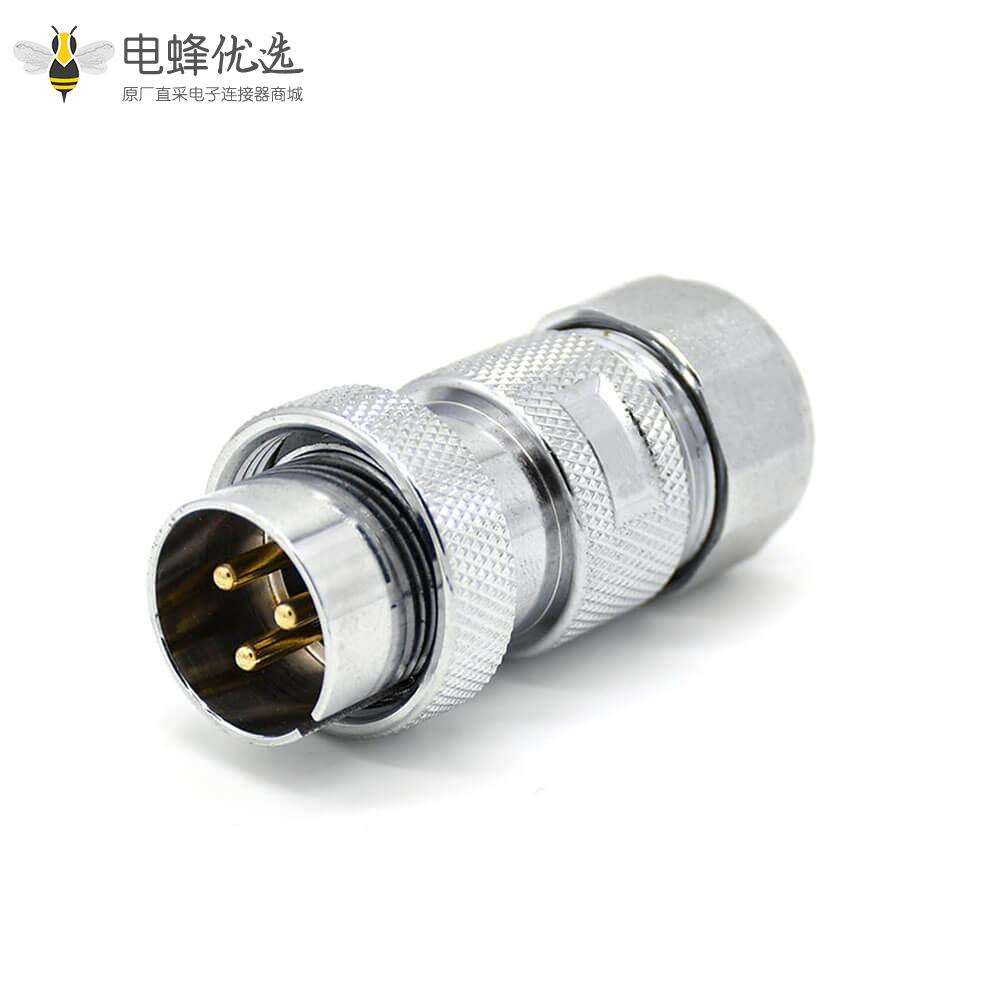 3芯航空插头接线 防水圆形直式连接器