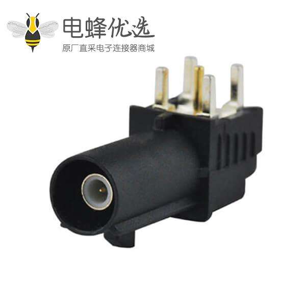 Fakra连接器PCB板安装A型弯式公头RF系列黑色卫星收音机WIFI用连接器