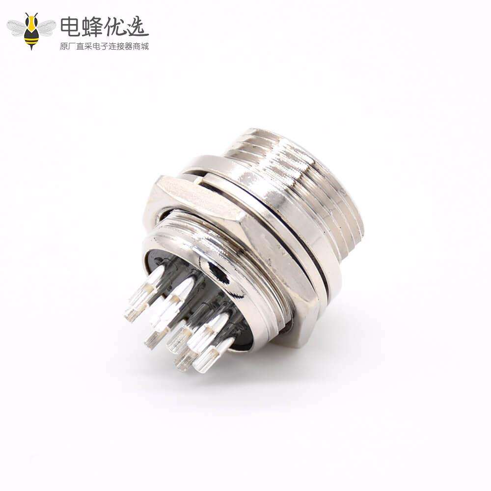 航空插头插座GX16 9芯公母直式焊线金属外壳防水连接器