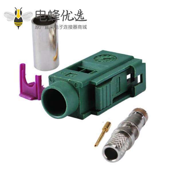 圆型Fakra接头母头E型压接焊接接线RG58 LMR-195 RG400 RG142连接器