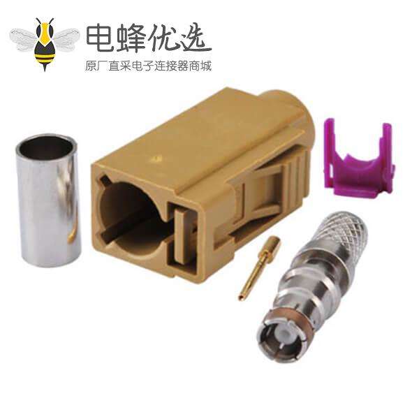 Fakra头K型母头压接焊接接线RG58 LMR-195 RG400 RG142连接器