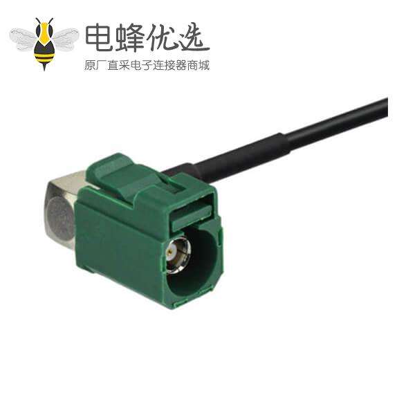 Fakra弯头E型母头转RCA母头连接器线材用于汽车倒车后视镜15厘米