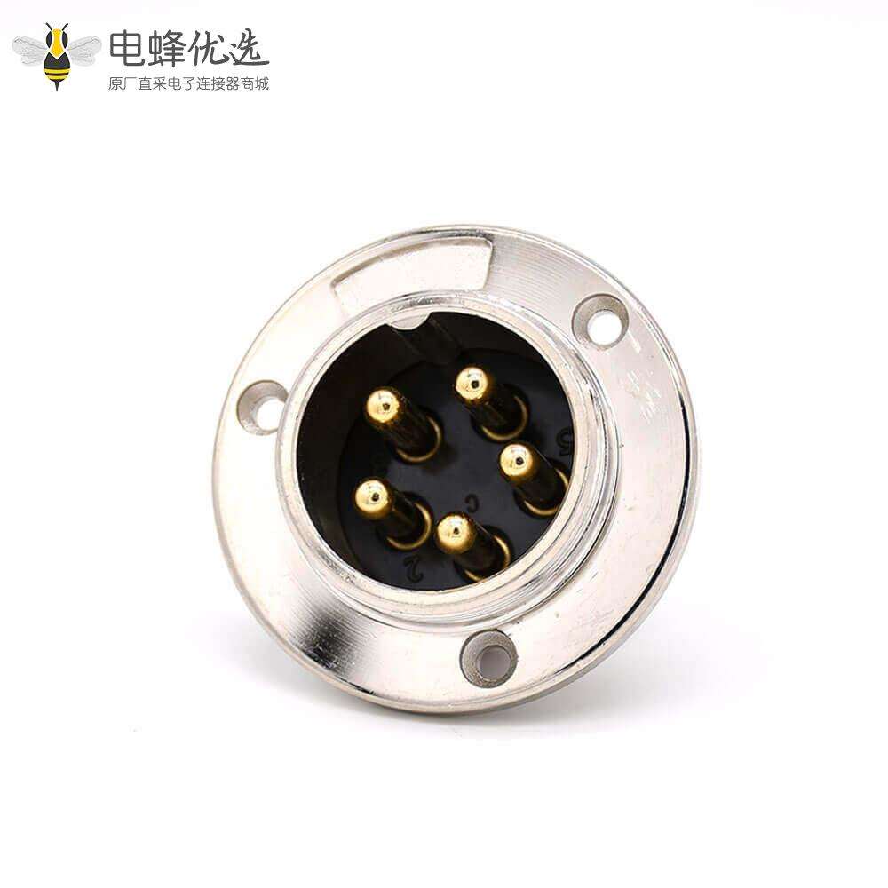 5芯航空插座GX35 直式金属外壳公插座