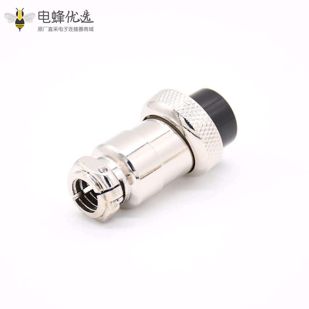 GX20 8芯母插头转公插座常规款直式后锁穿墙焊线连接器