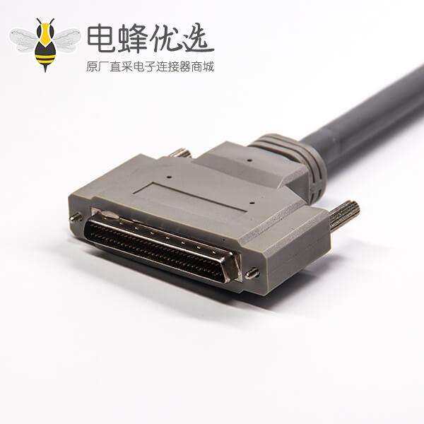 68针SCSI HPDB 直式公转母螺丝锁接线连接器1米