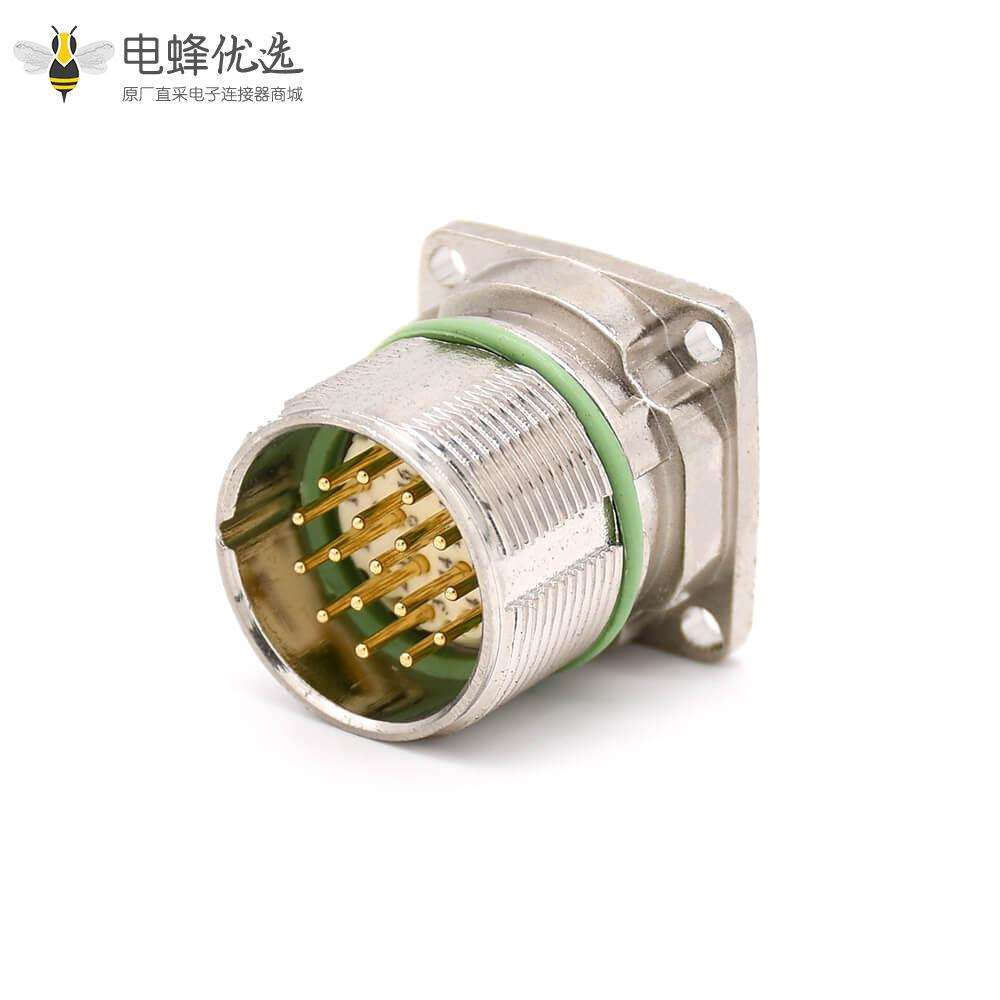 M系列连接器 M23 17芯直式公母四孔法兰防水插座