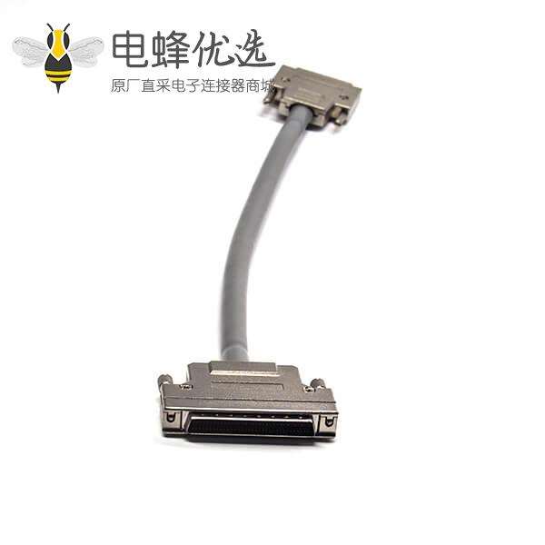 SCSI68芯连接器 HPDB公转母直式螺丝锁连接线1米
