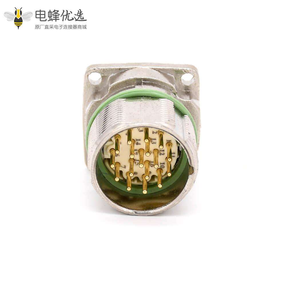 M系列连接器 M23 17芯直式公母四孔法兰防水插座