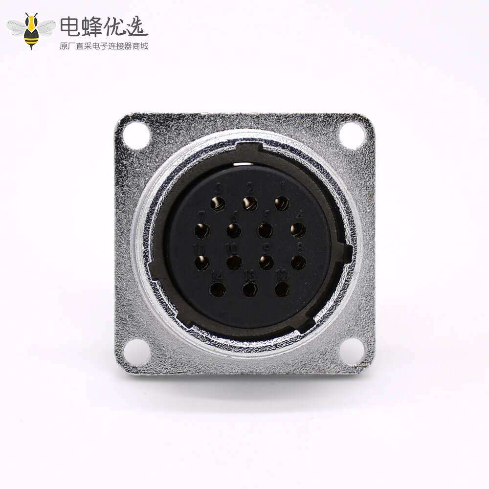 母连接器P28直式14芯插座法兰安装焊杯接线