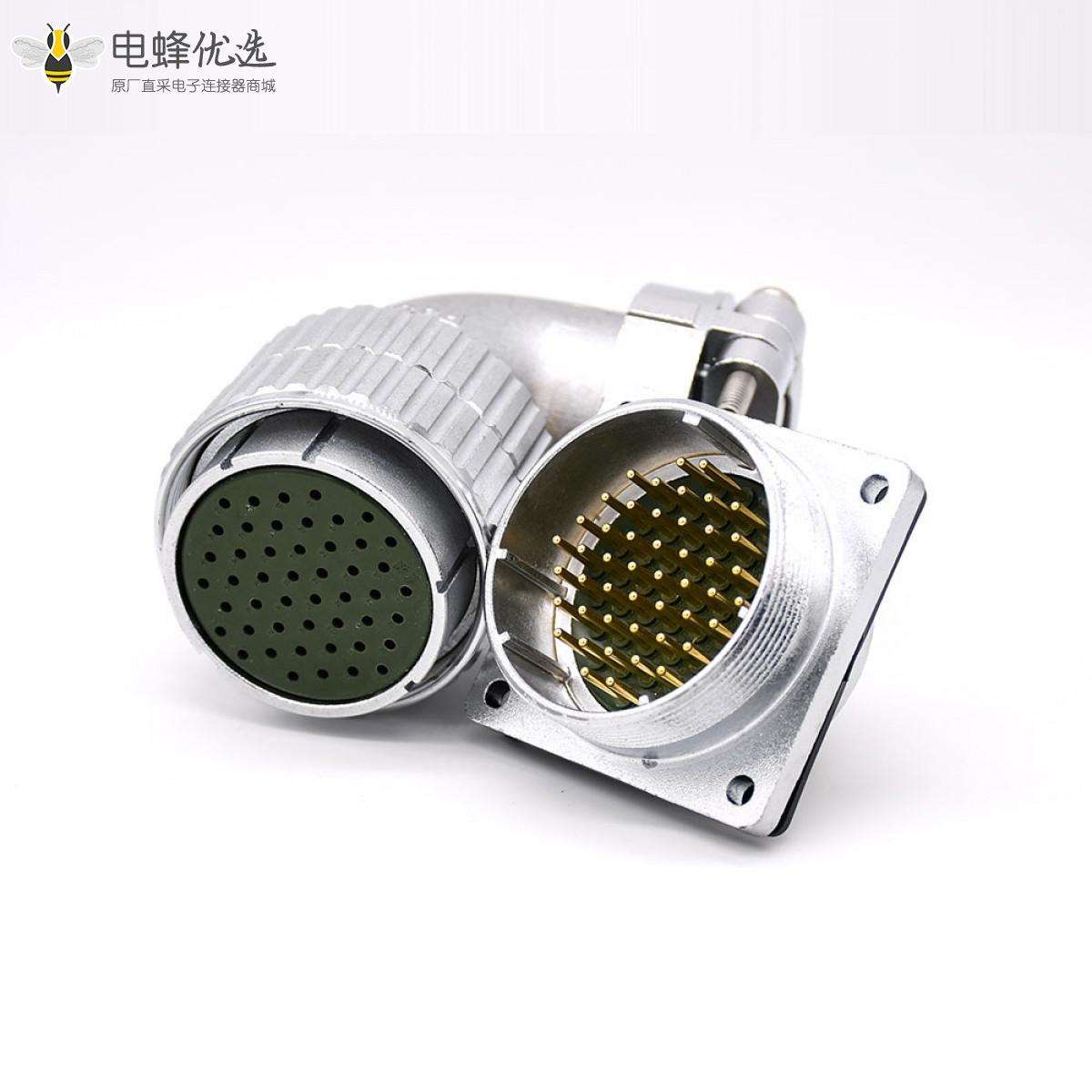 公母连接插头P48 48芯弯式接线母插头直式公插座法兰连接器