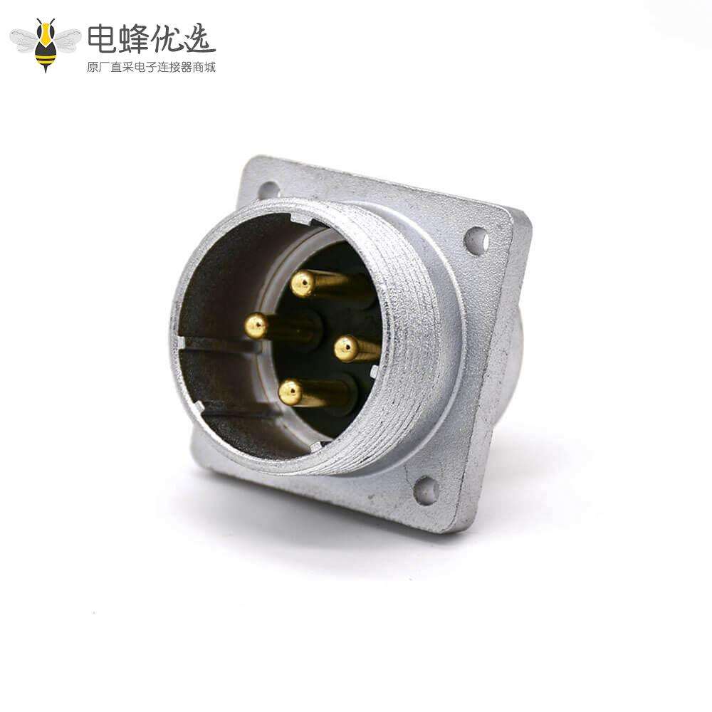 方型法兰插座P32 4芯公头连接器