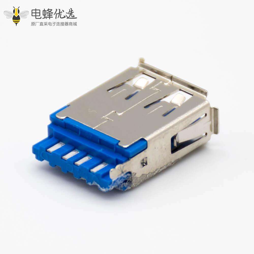USB typeA母头直式9芯有卷边焊接接线贴板安装连接器