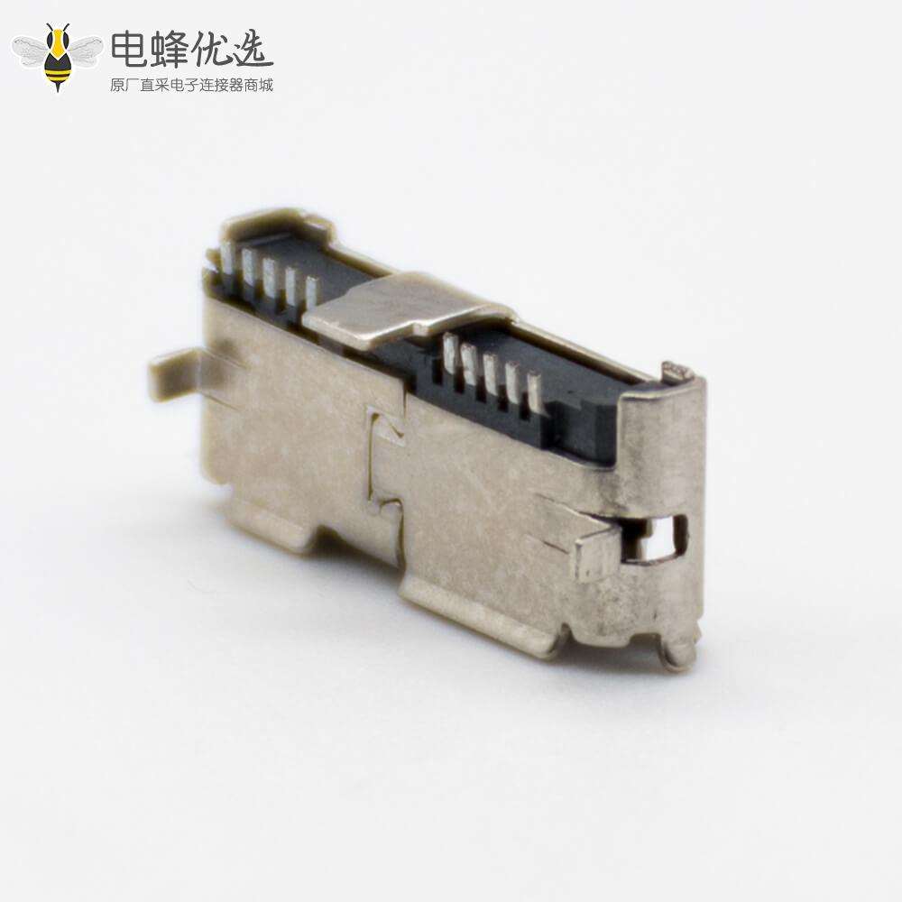 micro USB 3.0母头直式B型焊板式连接器