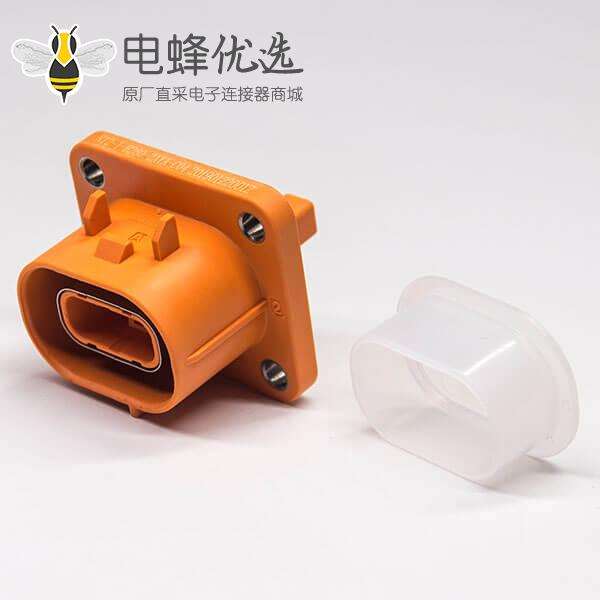 电动汽车高压连接器塑料插座2芯直式电流150A高压互锁