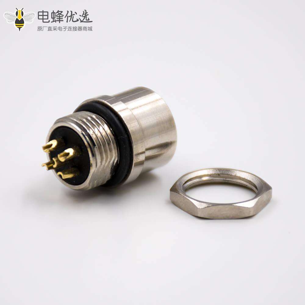 M125芯板端插座A扣直式公头后锁板接线焊接式全金属连接器