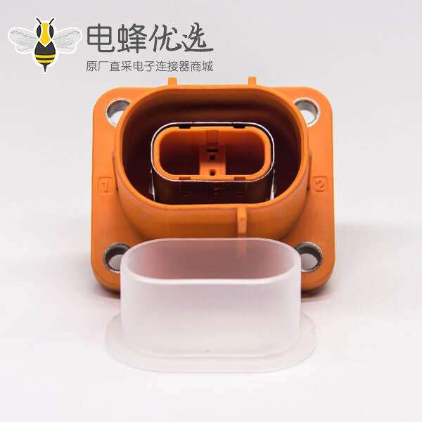 电动汽车高压连接器塑料插座2芯直式电流150A高压互锁