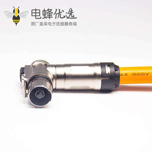 高压插头90&deg;单芯金属互锁带屏蔽直式转接线25CM