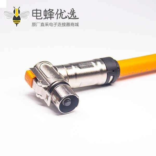 高压插头90&deg;单芯金属互锁带屏蔽直式转接线25CM