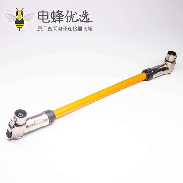 高压插头90&deg;单芯金属互锁带屏蔽直式转接线25CM