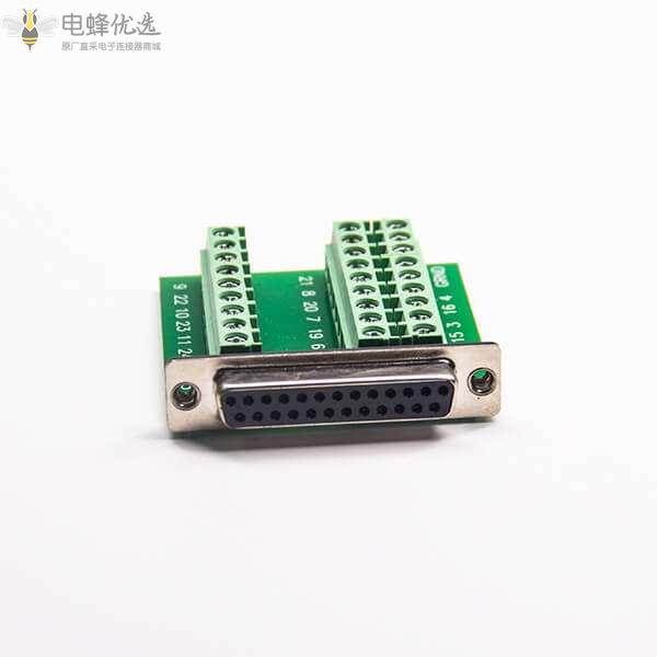 D-Sub 25针标准型母头转接线端子台27Pin弯式转接头