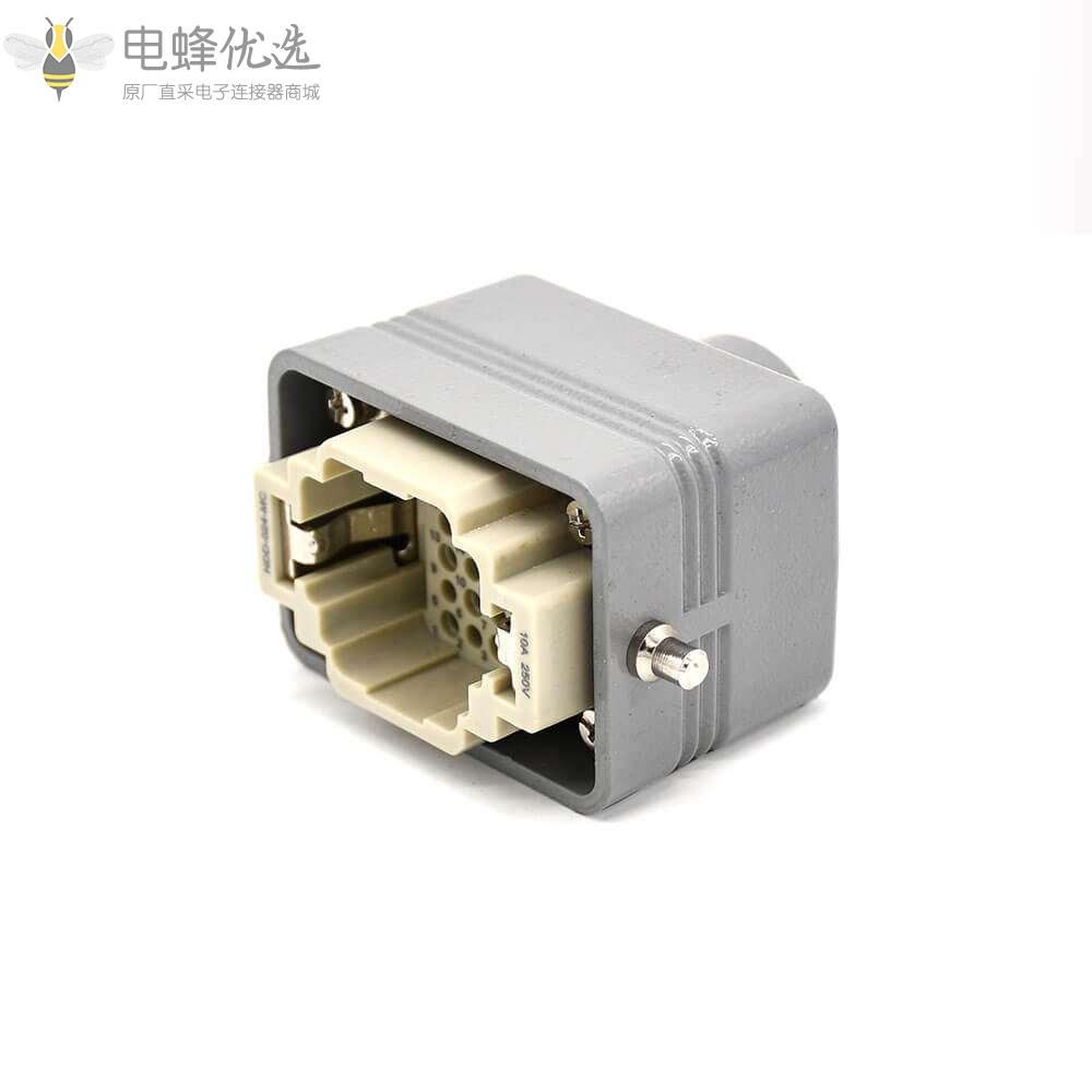 24芯重载连接器H6B不带针公头开孔安装螺纹M25公母对接顶出口塑料铁扣