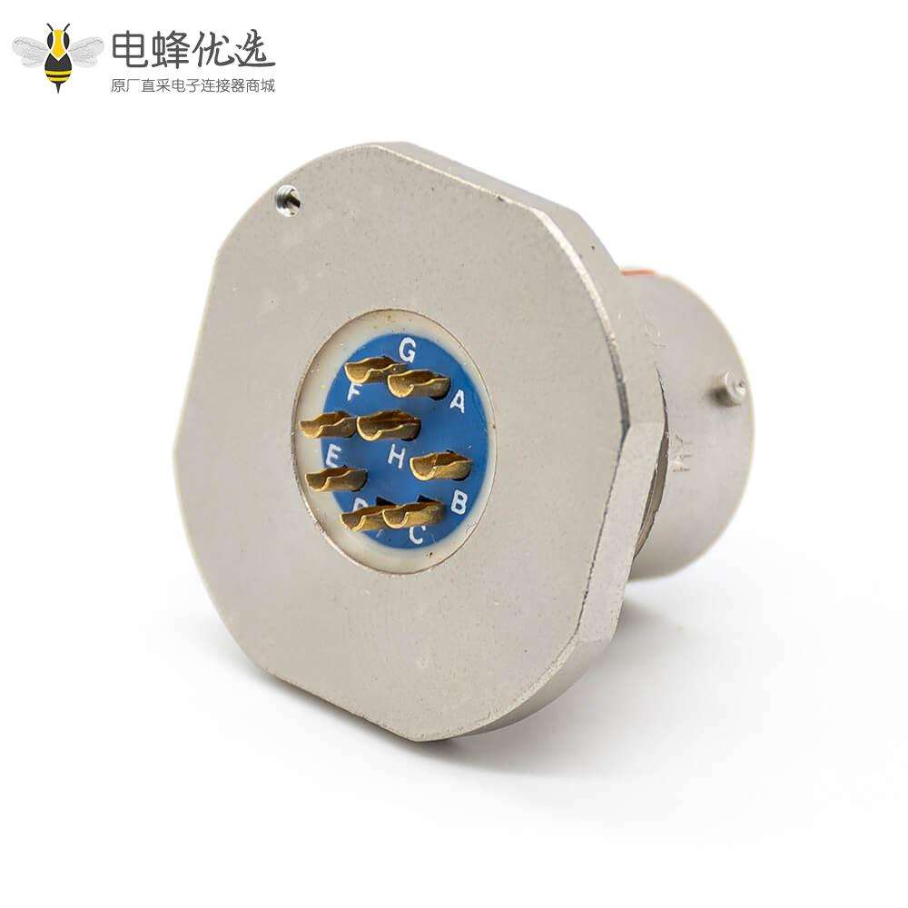 航空接头连接器12壳体号8芯直式母插座前锁穿墙焊杯镀镍卡口连接Y50EX防水连接器