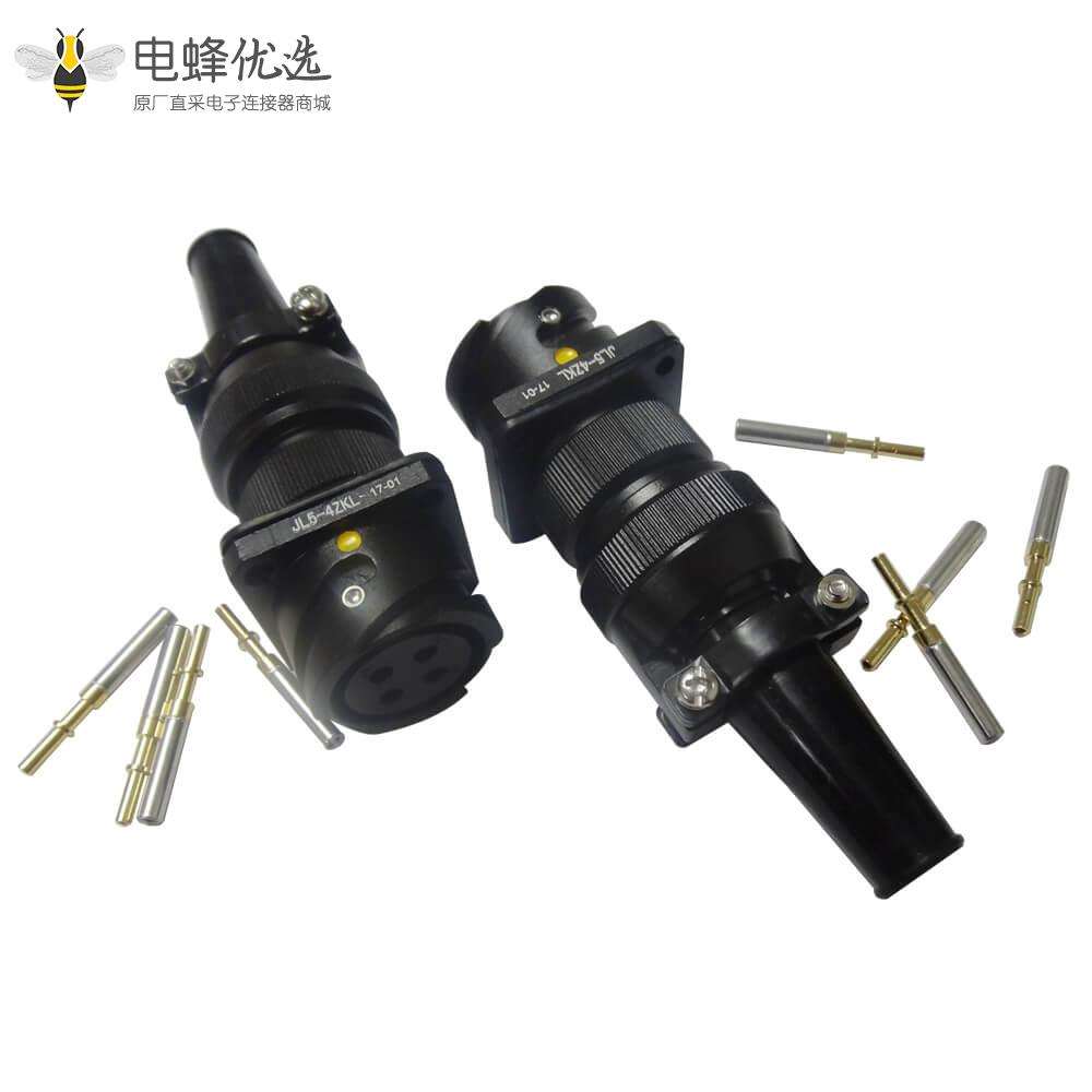 铁路专用连接器JL美标卡扣连接4芯面板安装180&deg;母插座焊接牵引连接器