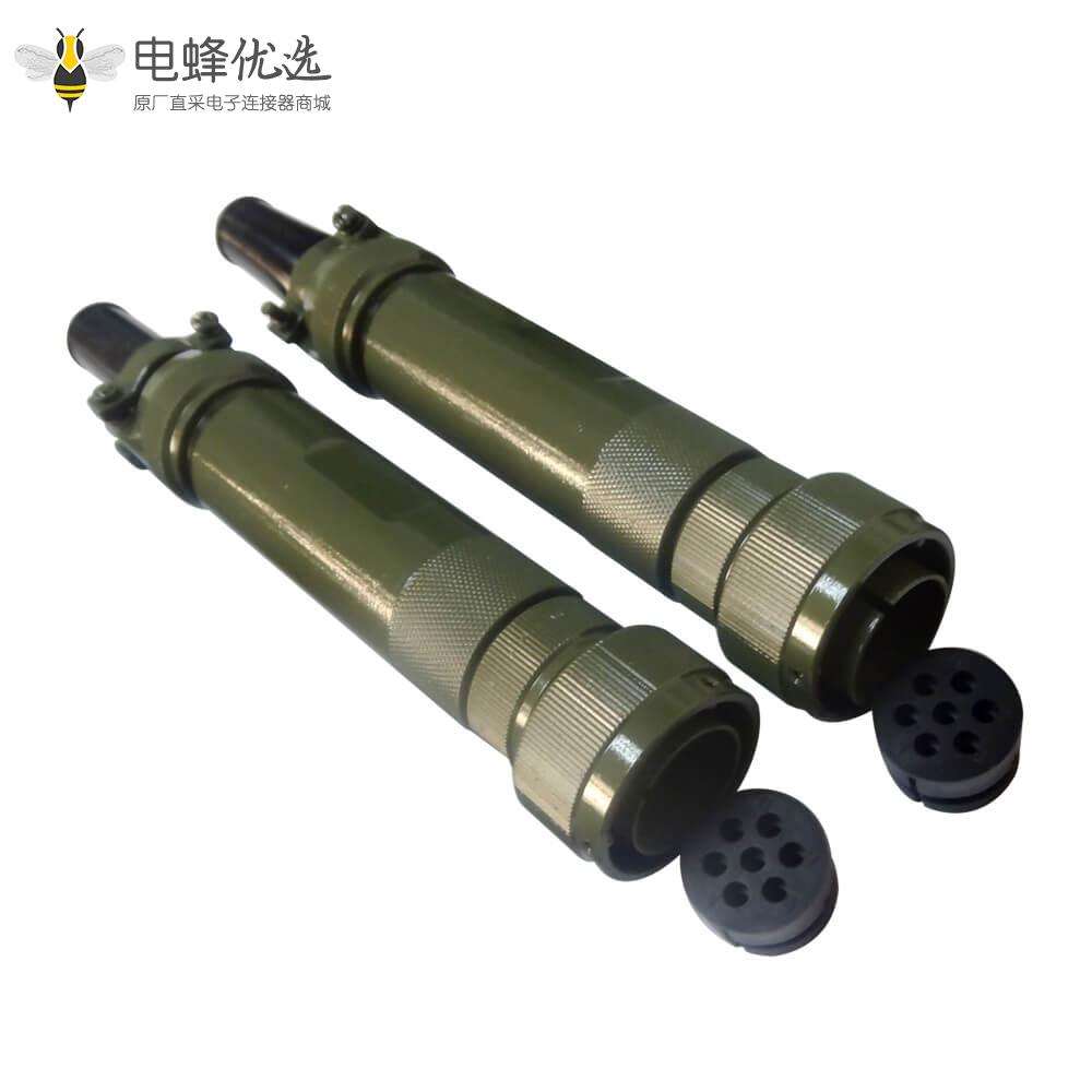 轨道交通电连接器JL7芯公插头卡扣连接180°焊接接线牵引连接器