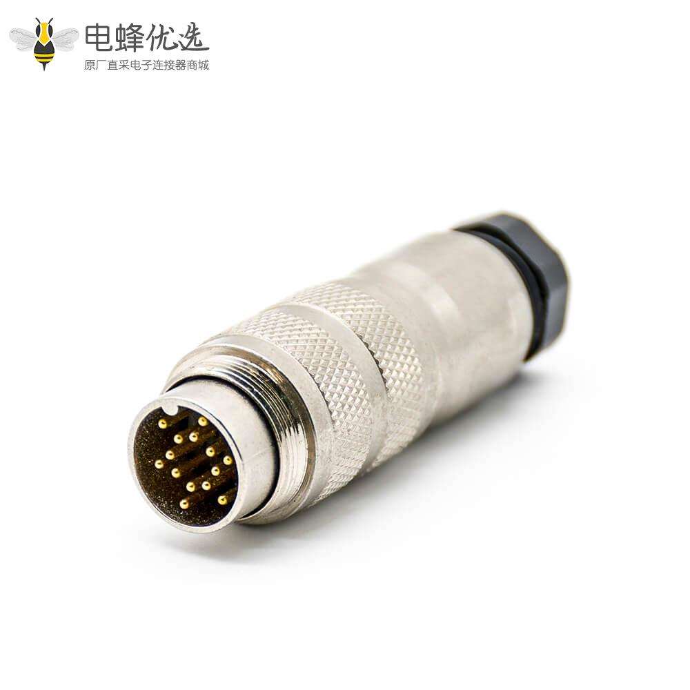 M16连接器14芯公头直式焊线连接器