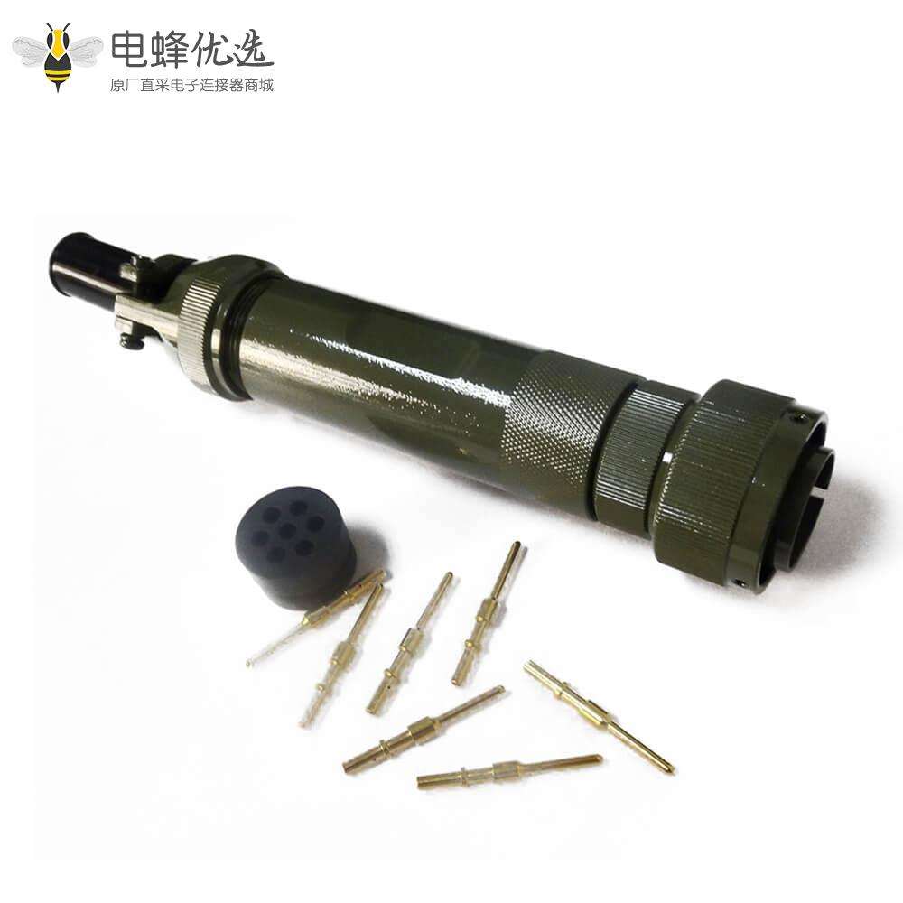 轨道交通电连接器JL7芯公插头卡扣连接180°焊接接线牵引连接器