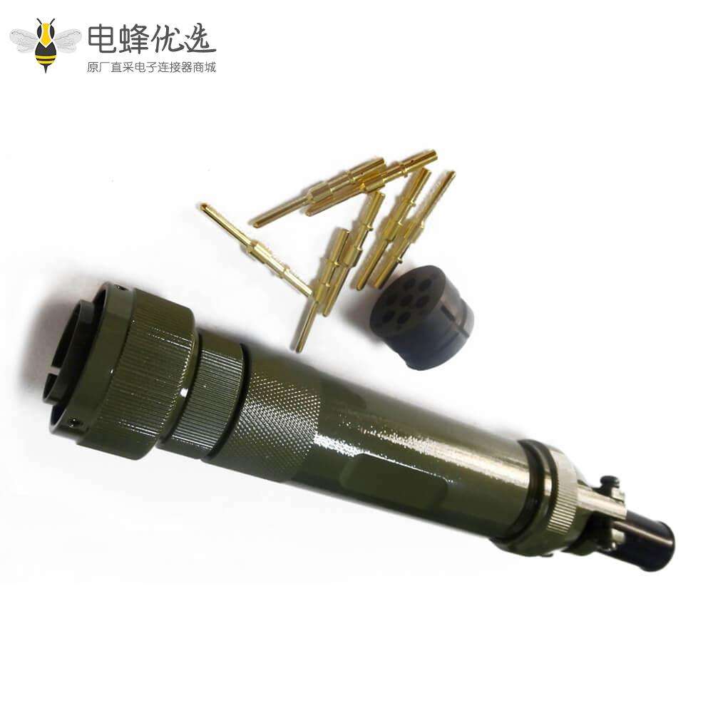 轨道交通电连接器JL7芯公插头卡扣连接180°焊接接线牵引连接器