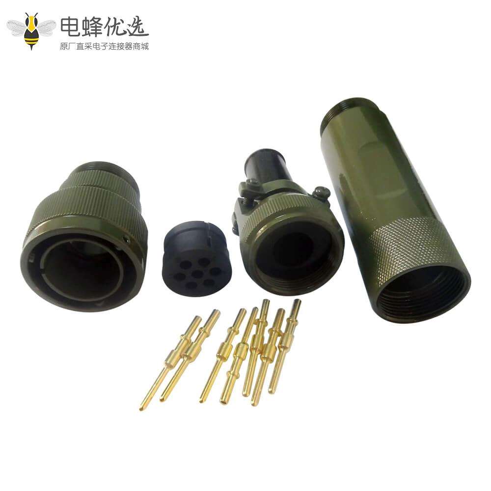 轨道交通电连接器JL7芯公插头卡扣连接180°焊接接线牵引连接器